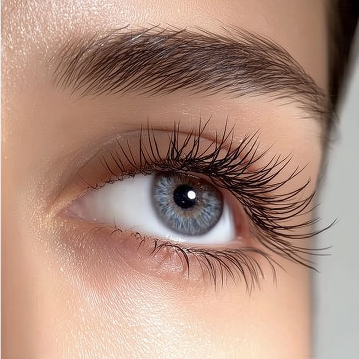 Gros plan sur des extensions de cils professionnelles - regard intense et naturel avec cils volumineux